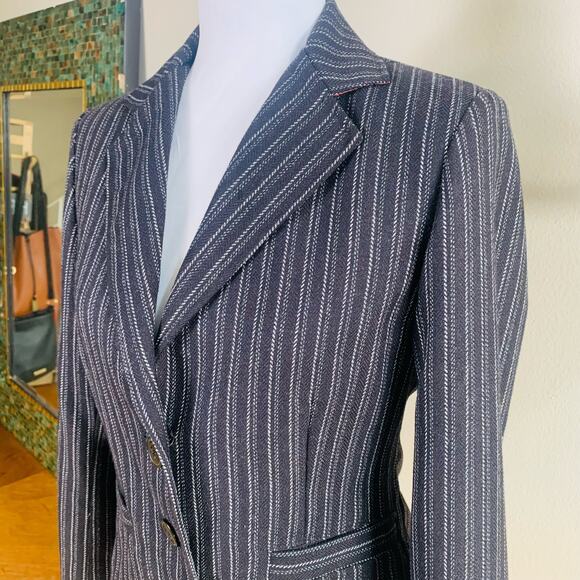 CAbi Size 4 Women's Pinstripe Blazer Jacket  Black White Leopard Lined Office - Picture 6 of 10